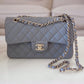 CHANEL 20C Grey Caviar Small Classic Flap Light Gold Hardware