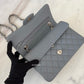 CHANEL 20C Grey Caviar Small Classic Flap Light Gold Hardware