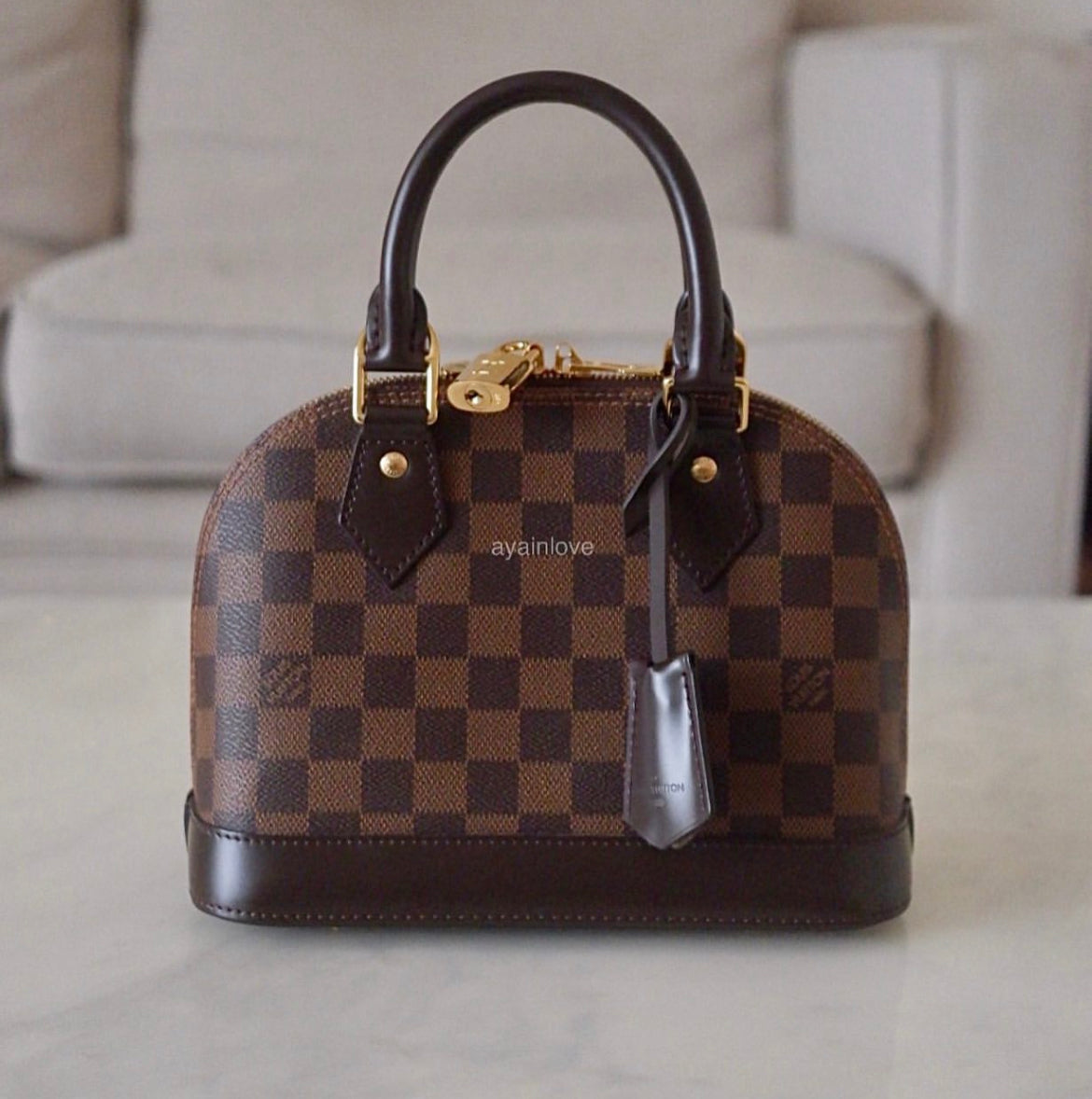 LOUIS VUITTON LV Alma BB Damier Ebene Bag Gold Hardware 2017