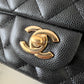 CHANEL 17B Black Caviar (Burgundy Interior) Quilted Classic Rectangular Mini Light Gold Hardware