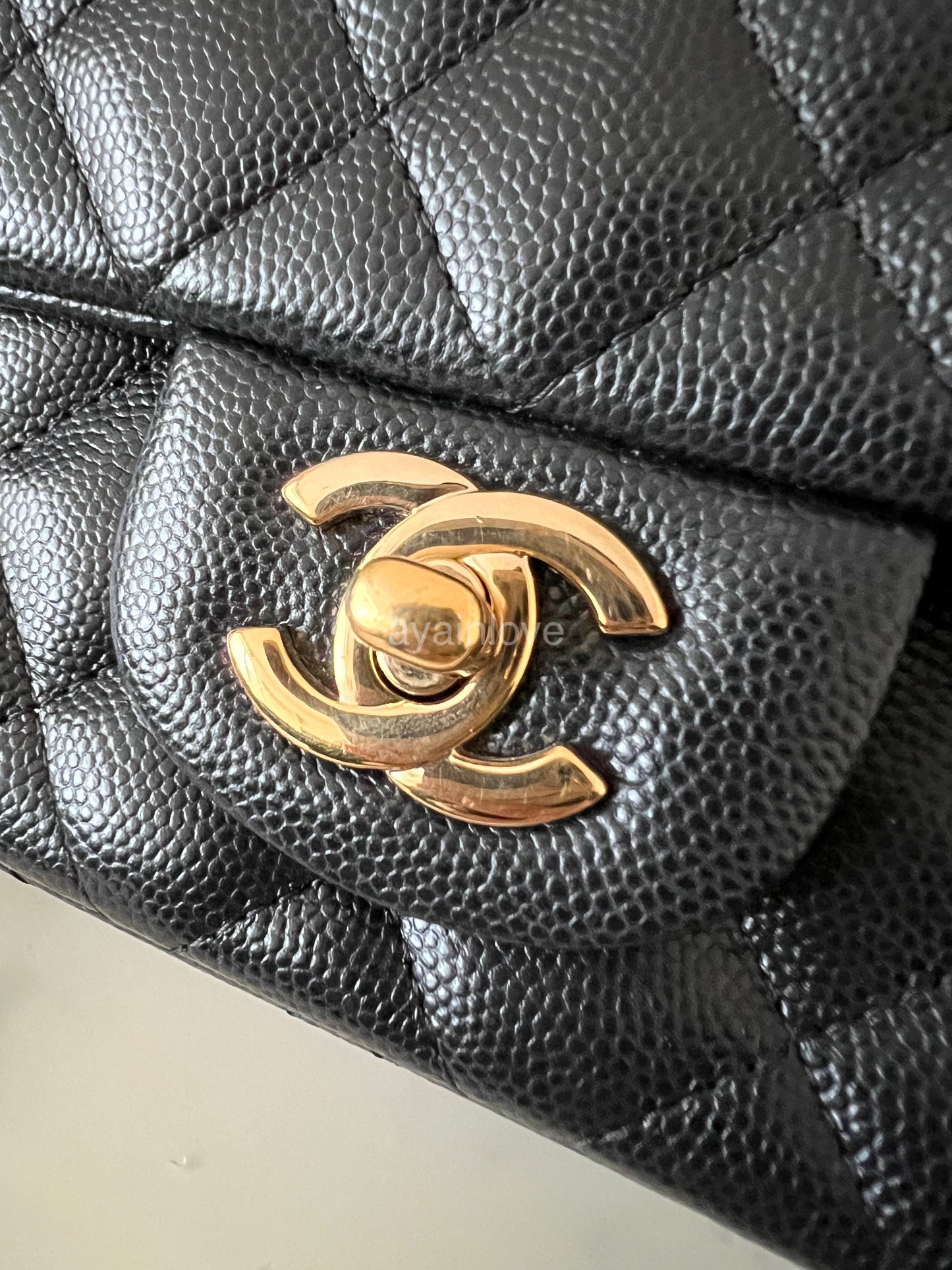 CHANEL 17B Black Caviar (Burgundy Interior) Quilted Classic Rectangular Mini Light Gold Hardware