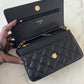 CHANEL Black Caviar Microchipped Classic Wallet On Chain Gold Hardware