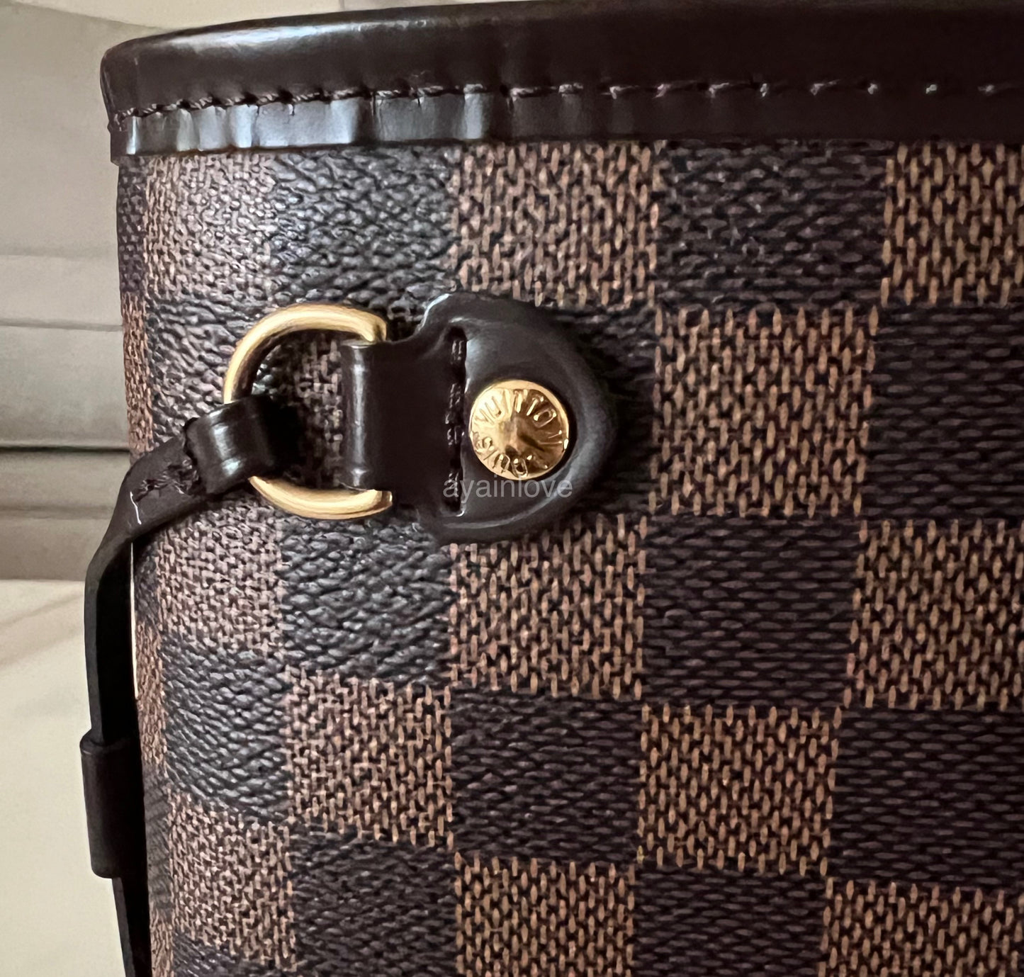 LOUIS VUITTON Neverfull PM Damier Ebene Gold Hardware