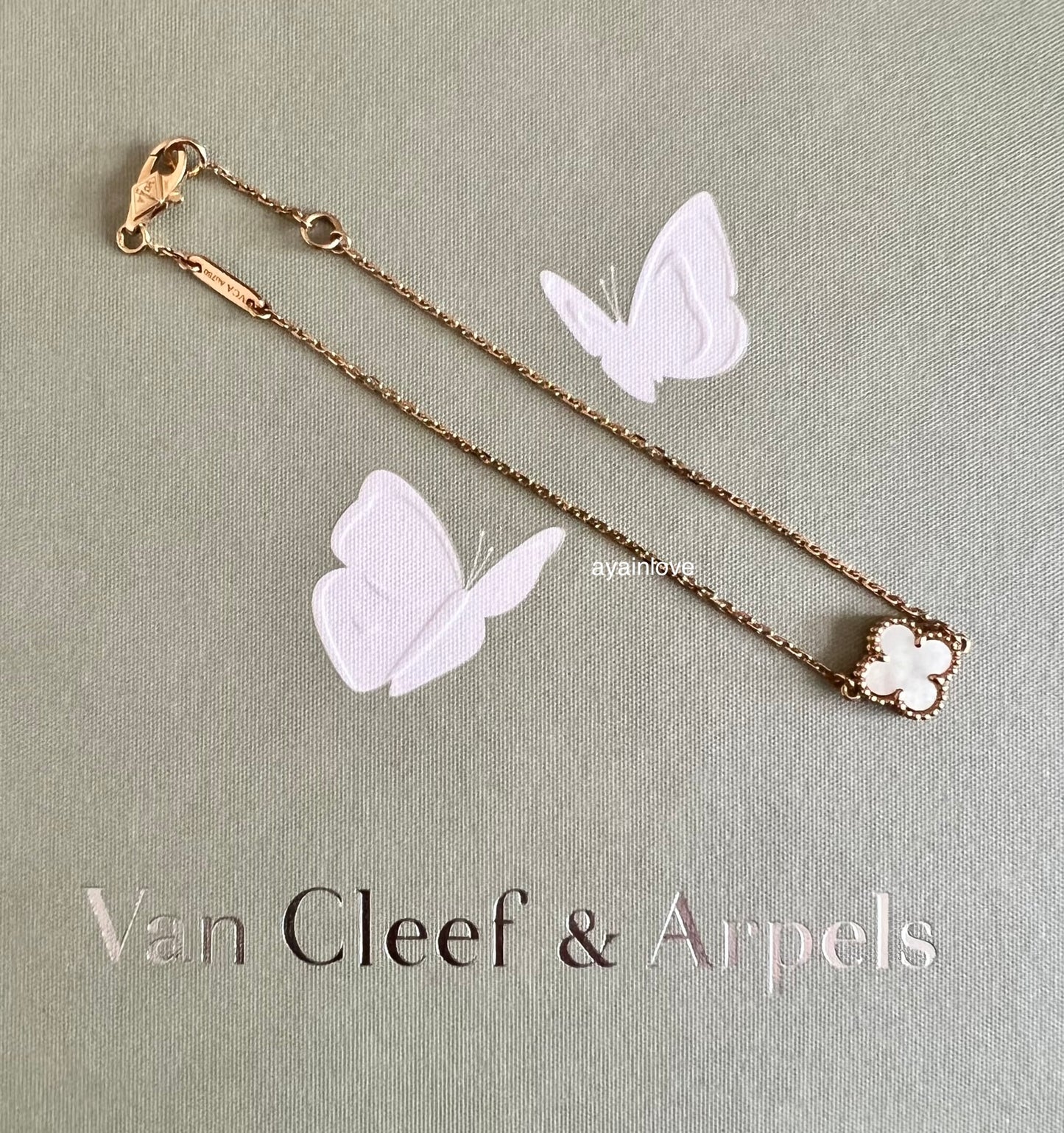 VAN CLEEF ARPELS VCA 18KT Yellow Gold 1 Motif MOP Mother of Pearl Sweet Alhambra Bracelet