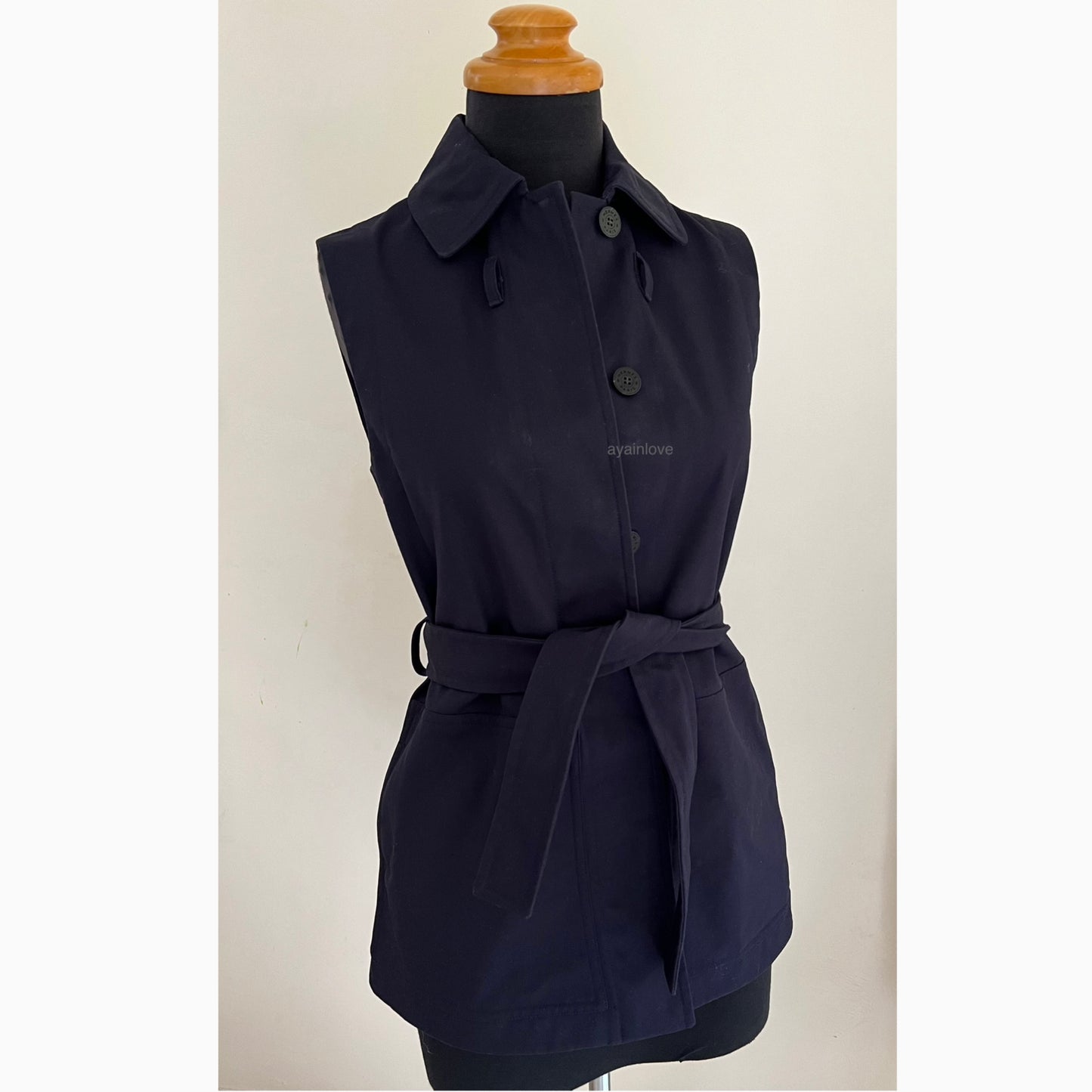 HERMES Dark Navy Cotton Three-in-One Trench Coat Vest Size 34