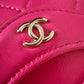 CHANEL 31 Hot Pink Shiny Calfskin Flap Card Holder Light Gold Hardware