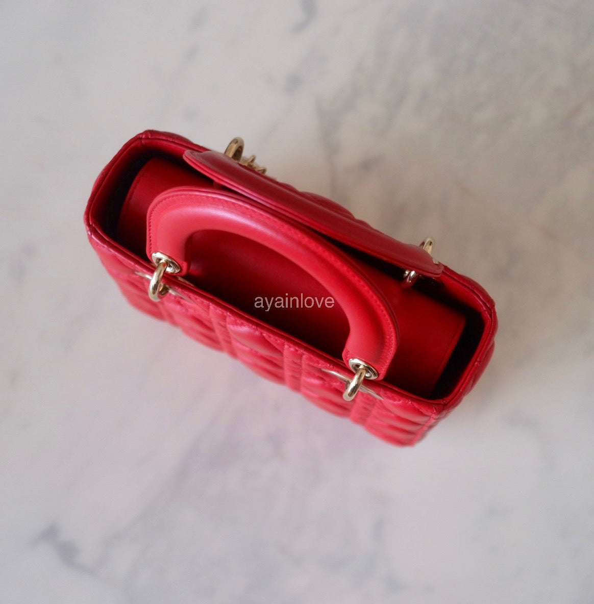 DIOR Small Lady Dior Red Cannage 2019 Light Gold Hardware