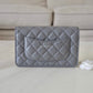 CHANEL 20K Grey Caviar Twirling CC Wallet On Chain Light Gold Hardware