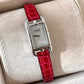 HERMES Nantucket 0.3ct Diamonds Watch Small 29mm Alligator Rogue Red Strap