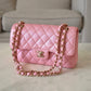 CHANEL 19S Iridescent Pink Caviar Small Classic Flap Light Gold Hardware