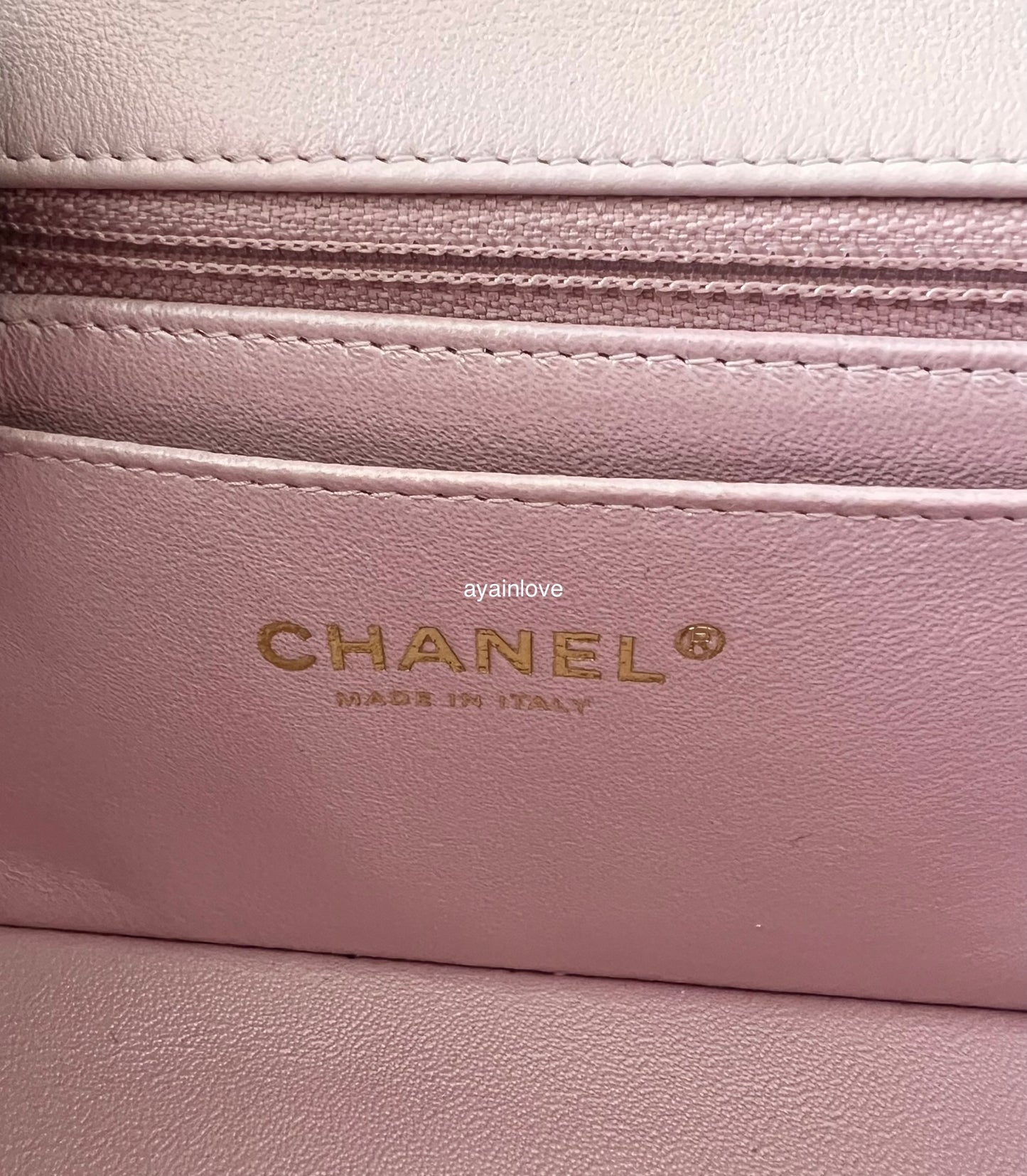 CHANEL 21S Iridescent Light Pink Calfskin Rectangular Mini Bag Light Gold Hardware