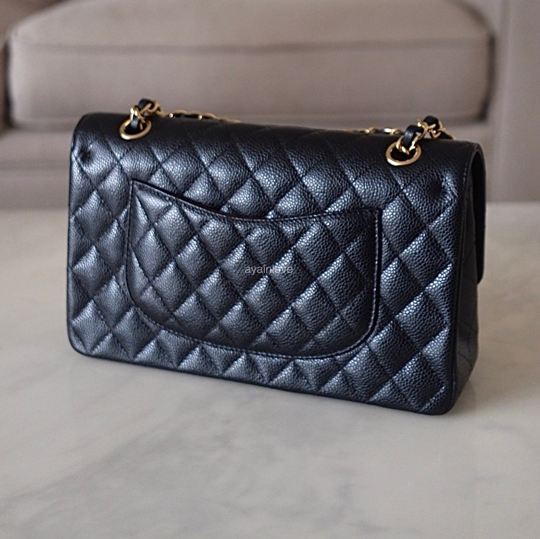 CHANEL Black Caviar Medium/Large Classic Flap Gold Hardware