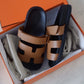 HERMES Tan Chypre Calfskin Sandals Size 36.5 EU