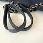 CHANEL Navy Blue Canvas Small Medium 34 cm Deauville *Microchipped* Tote Bag Silver Hardware