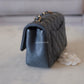 CHANEL 18B Grey Caviar Rectangular Mini Flap Bag Light Gold Hardware