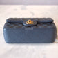 CHANEL 18B Grey Caviar Rectangular Mini Flap Bag Light Gold Hardware