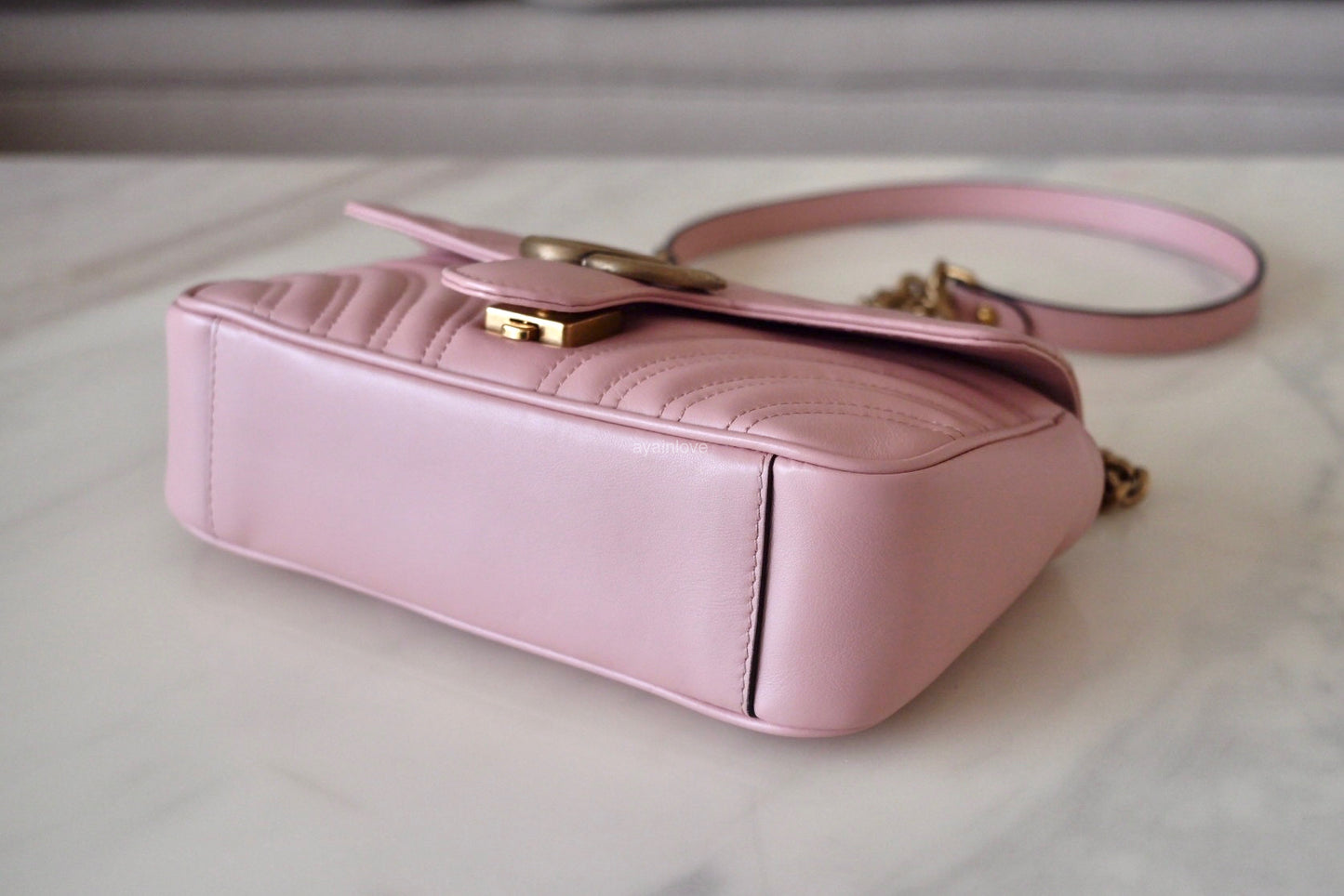 Gucci GG Marmont Mini Matelassé Pink Leather Shoulder Bag