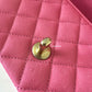 CHANEL 21S Pink Caviar Top Handle Rectangular Mini Brushed Gold Hardware