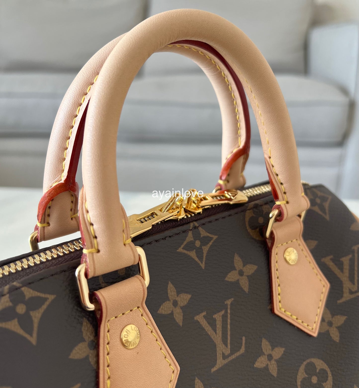 LOUIS VUITTON LV Monogram Speedy 20 Bandouliere Bag Black Strap