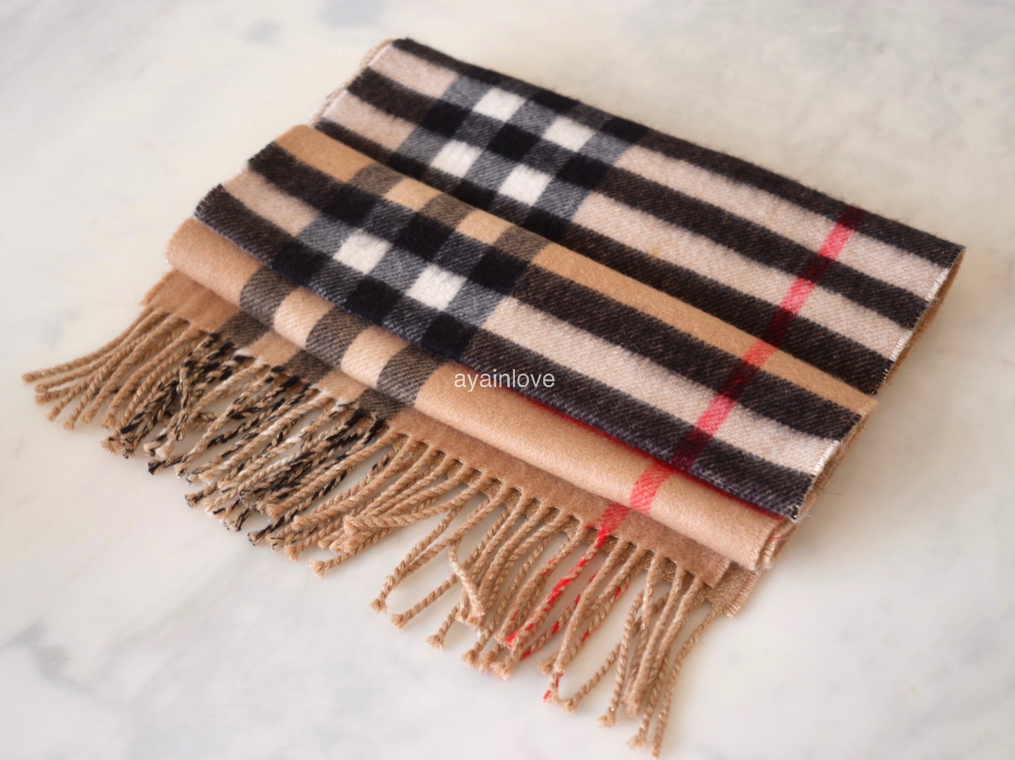 BURBERRY Reversible Wide Check Cashmere Archive Beige Glitter Gold Scarf