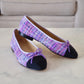 CHANEL CC Purple Multicolour Tweed Ballet Shoes Size 38 EU