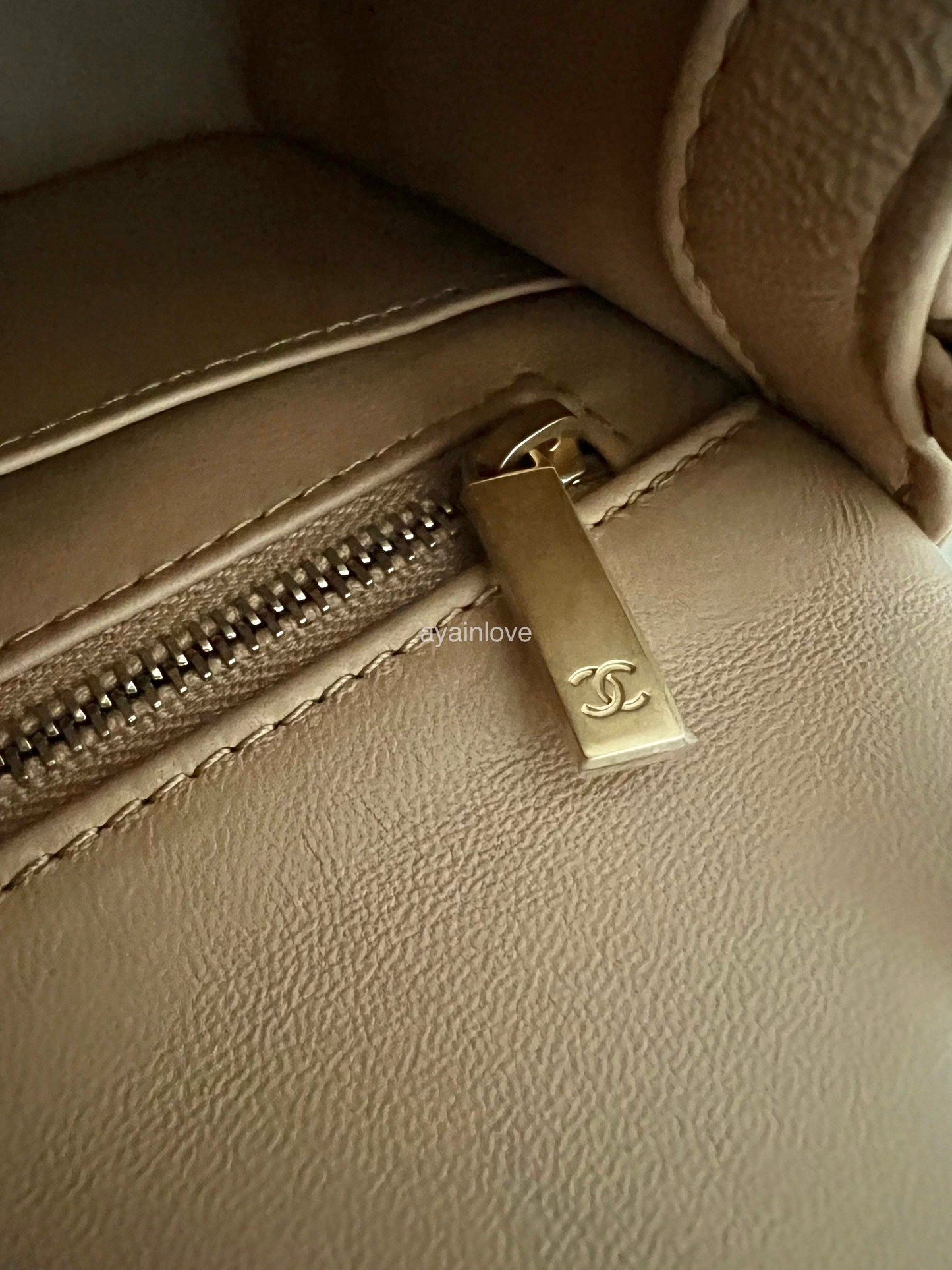 CHANEL 23K Beige Lamb Skin Pearl Crush Square Mini Flap Bag Microchipped Gold Hardware