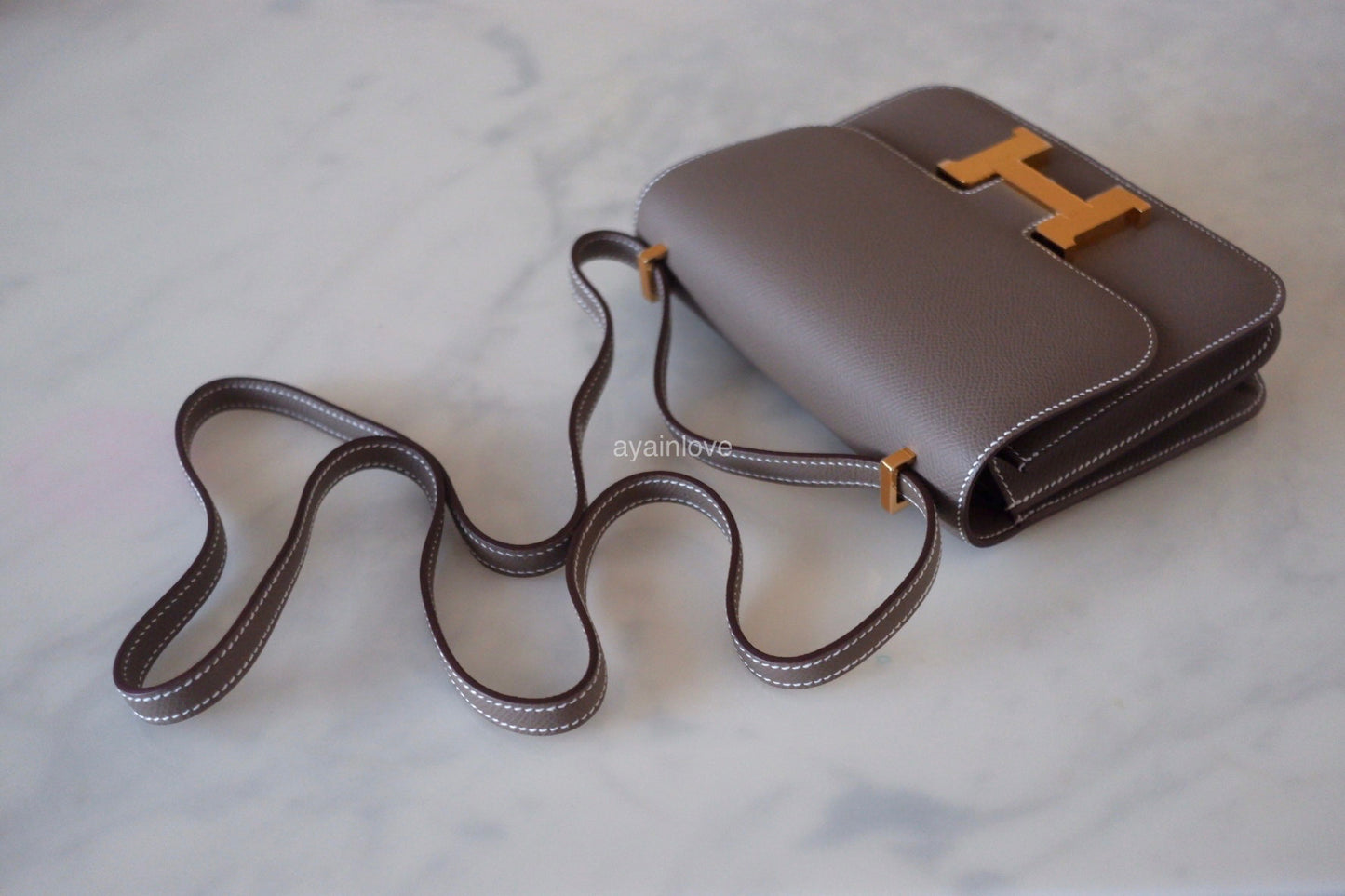 HERMES Constance Mini 18 Etoupe Epsom Gold Hardware B Stamp