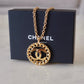 CHANEL 23P Round CC Heart Details Adjustable Necklace Gold Hardware