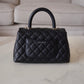 CHANEL Black Caviar Quilted Small Coco Handle 24 cm Light Gold Hardware