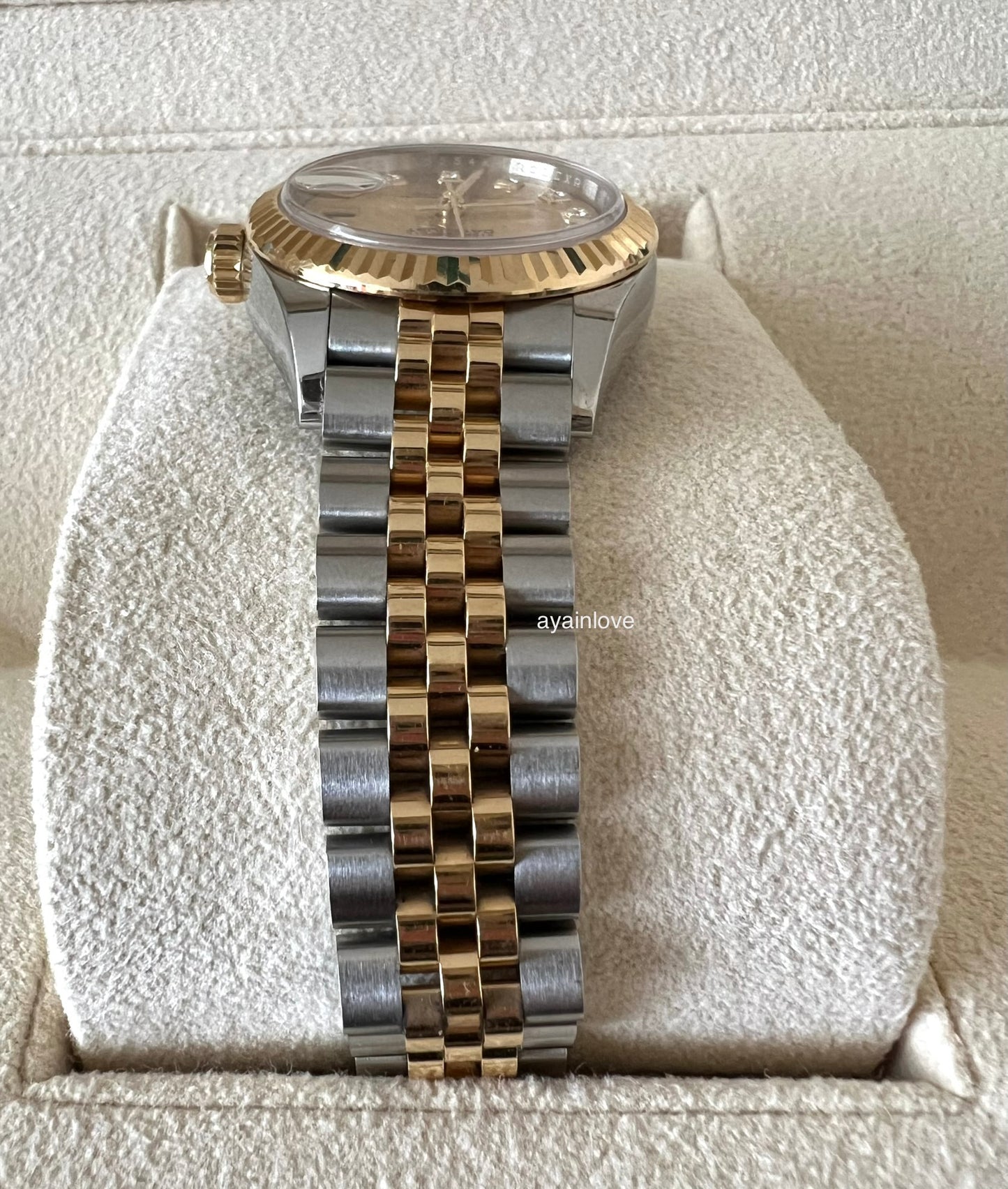 ROLEX Datejust 28 Champagne 10 Diamonds Dial Fluted Bezel Two-Tone Jubilee Bracelet 279173