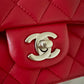 CHANEL 13S Red Lambskin Quilted Square Mini Flap Bag Matte Gold Hardware