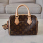 LOUIS VUITTON LV Monogram Speedy 20 Bandouliere Bag Black Strap