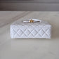 CHANEL White Shiny Calfskin Mini Kelly 19cm Shopping Bag Gold Hardware