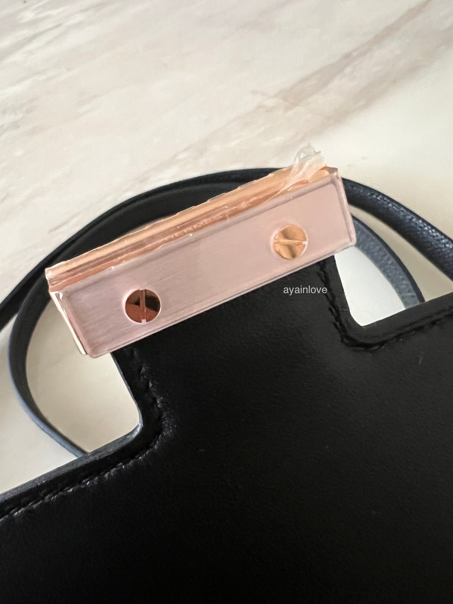 HERMES Constance Mini 18 Noir Black Epsom Rose Gold Hardware W Stamp