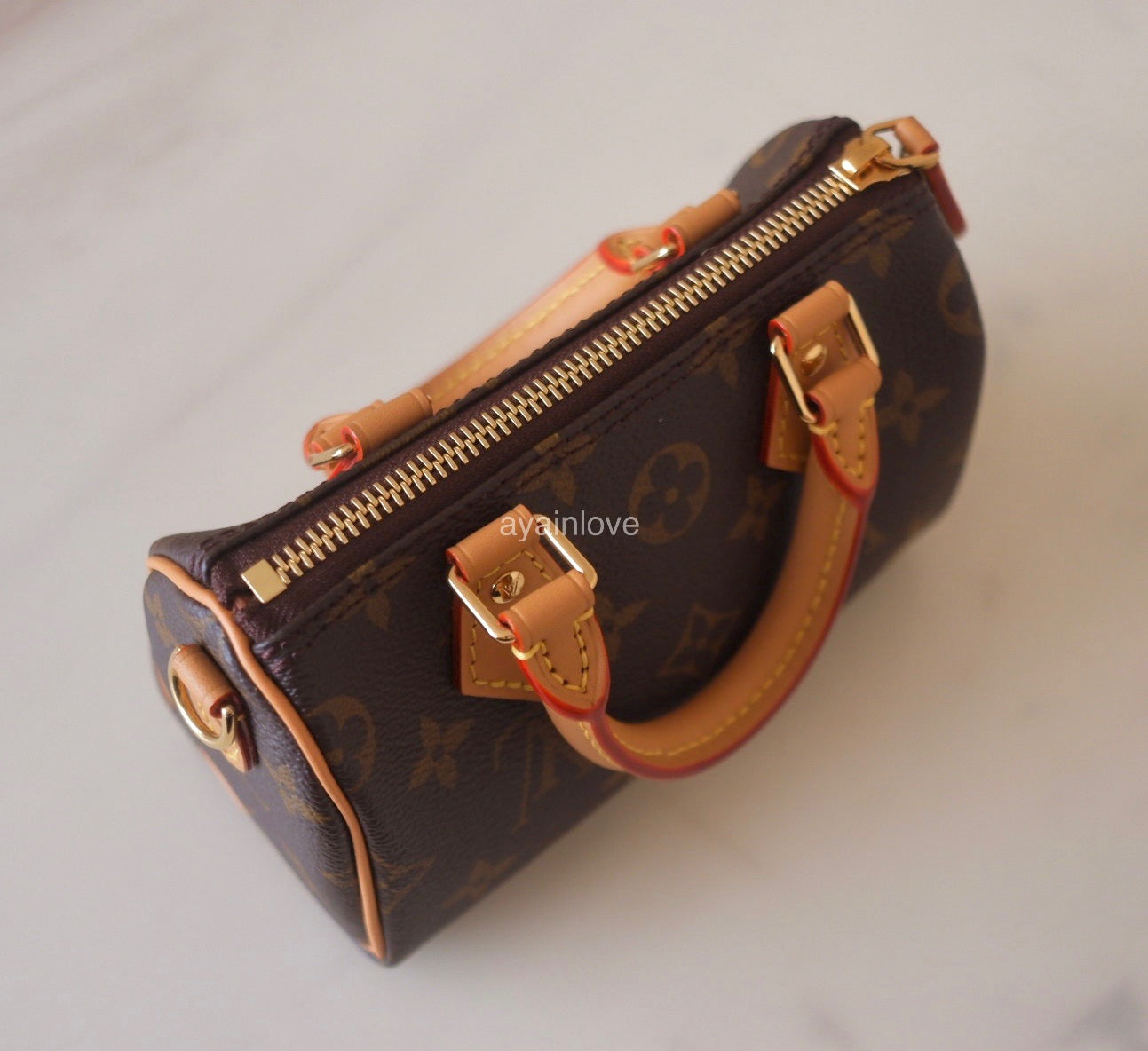 LOUIS VUITTON LV Nano Speedy *New Version* Monogram Canvas Bag Detachable Strap