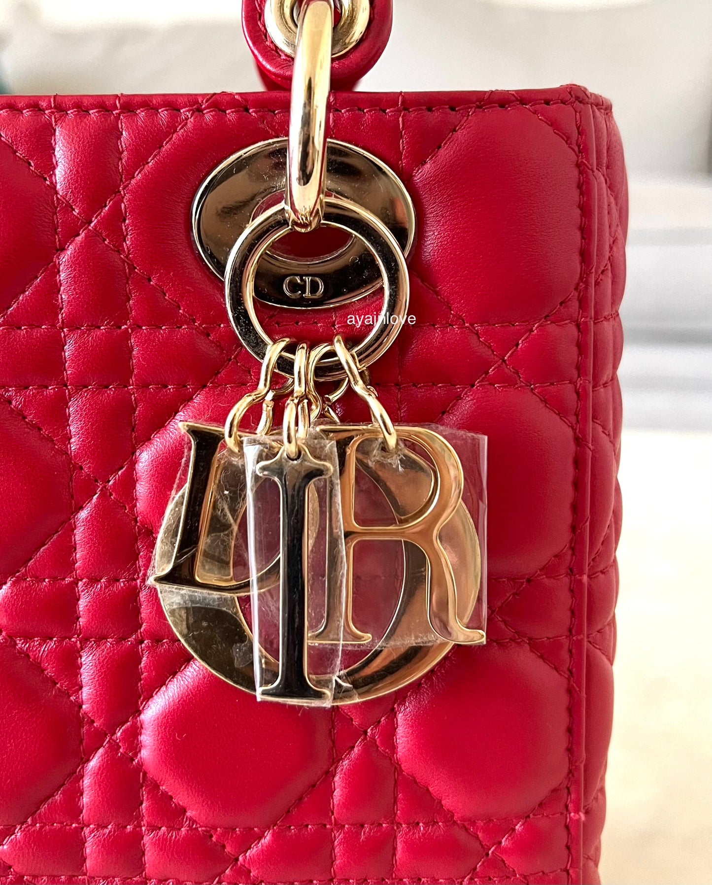 DIOR Small Lady Dior Red Cannage 2019 Light Gold Hardware