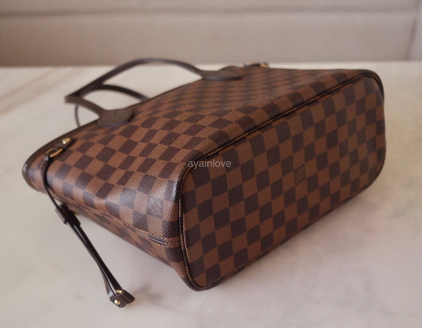 LOUIS VUITTON Neverfull PM Damier Ebene Gold Hardware