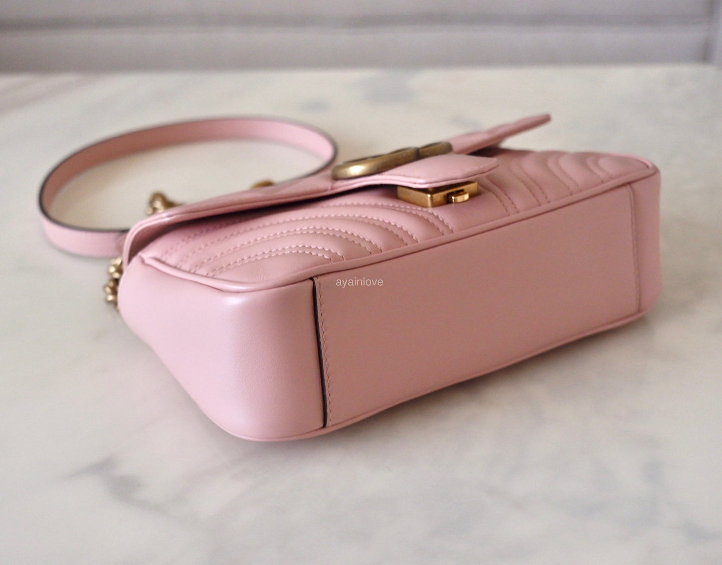 Gucci GG Marmont Mini Matelassé Pink Leather Shoulder Bag