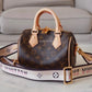 LOUIS VUITTON LV Monogram Speedy 20 Bandouliere Bag Black Strap