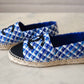 CHANEL 19C Multicolour Blue Black White Tweed Espadrilles Shoes Size 38 EU