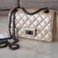 CHANEL 19K Iridescent Light Beige Sheepskin 2.55 Reissue 224 Mini Flap Bag Ruthenium Hardware