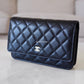 CHANEL Black Caviar Classic Microchipped Wallet On Chain Gold Hardware