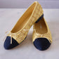 CHANEL CC Yellow Gold Tweed Ballet Shoes Size 38 EU