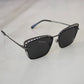 CHANEL Pearl Metal Silvertone Dark Grey Square Sunglasses 4235-H