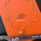 HERMES Mini H Pop Marron Glace Necklace Rose Gold Hardware