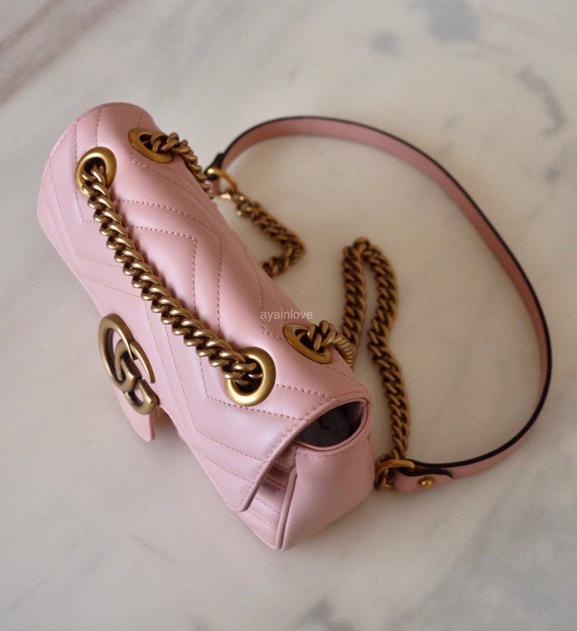 Gucci GG Marmont Mini Matelassé Pink Leather Shoulder Bag