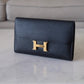 HERMES Constance Noir Black Epsom Long Flap Wallet Gold Hardware