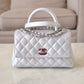 CHANEL 21K Iridescent Blue Caviar Quilted Small Coco Handle 24 cm Flap Bag Microchipped Rainbow Hardware