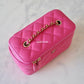 CHANEL 20S Pink Caviar Rectangular Vanity On Chain Light Gold Hardware