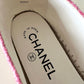 CHANEL Pink Gold Tweed Espadrilles Shoes Size 38 EU